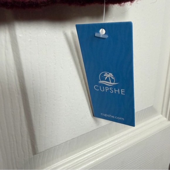 Cupshe Ribbed Off The Shoulder Sweater Mini Dress Puff Sleeve Fitted Cozy Warm M - Picture 3 of 3